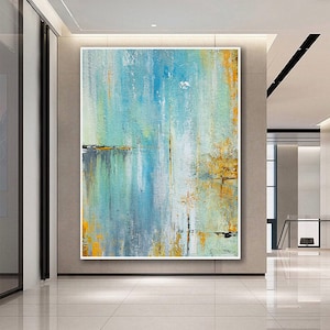 Large Wall Art,Original Painting On Canvas,Ocean Painting,Landscape Painting,Blue Abstract Painting,Abstract Painting,Texture PaintingNI0059