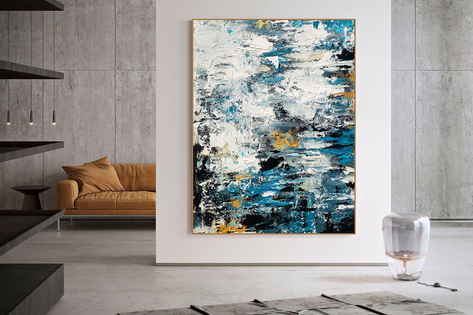 Large Abstract Paintinglarge Wall Artcanvas Wall Artwhite & Etsy