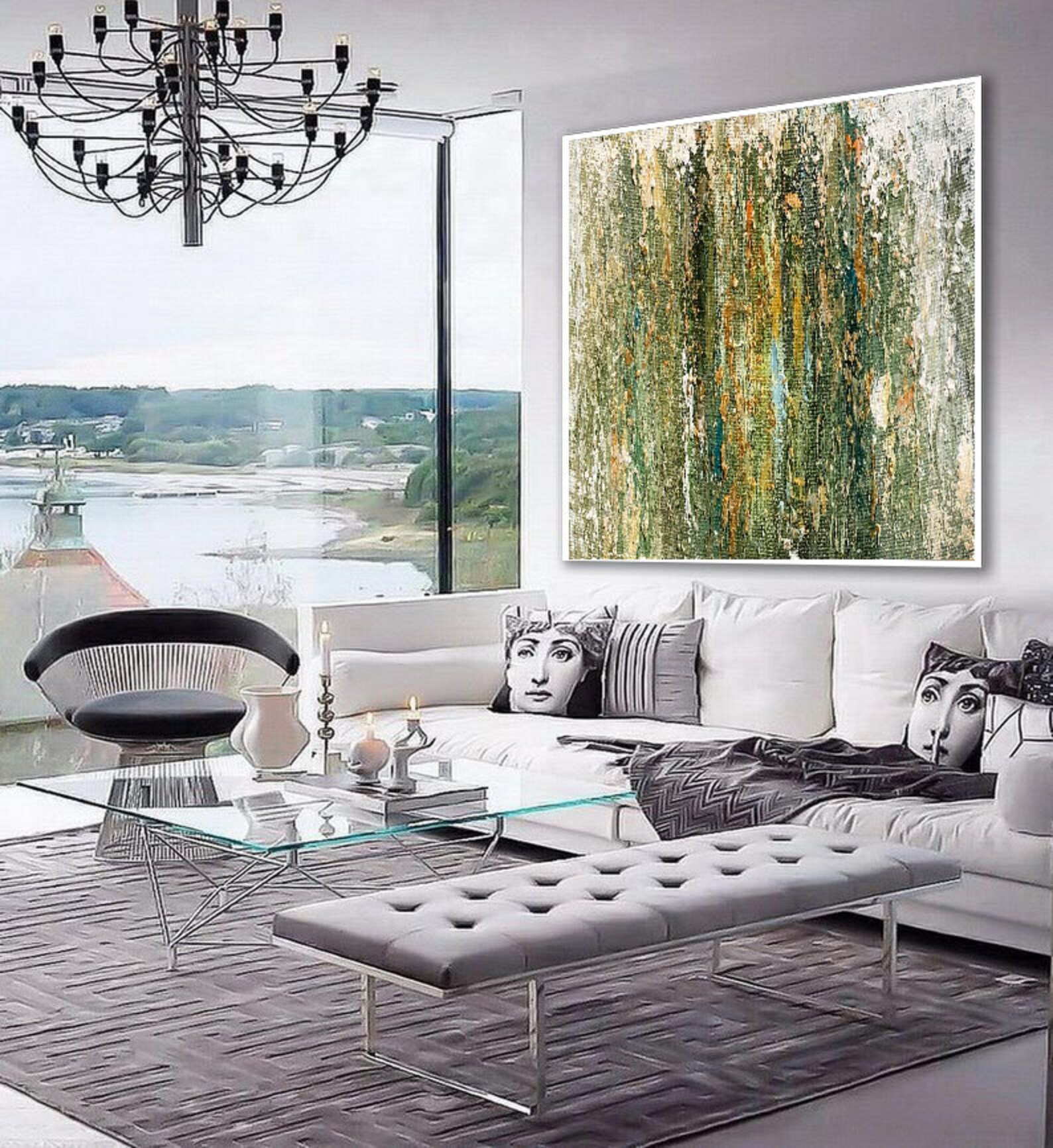 Extra Large Original Abstract Art Greenvertical Abstract Etsy