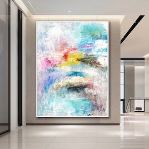 Dipinto astratto di lusso / Arte murale su tela moderna fatta a mano / Grande opera d&#39;arte colorata e strutturata per l&#39;arredamento di casa e ufficio