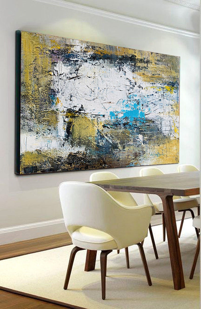 Paintings on CanvasLarge Wall ArtAbstract PaintingYellow & | Etsy