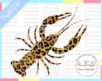 Leopardenmuster Flusskrebs Sublimation PNG, Tier Clipart (Digitale Datei)
