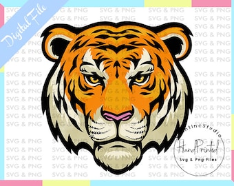 Aquarell Tiger Gesicht PNG, handgezeichnete Clipart (digitaler Download)