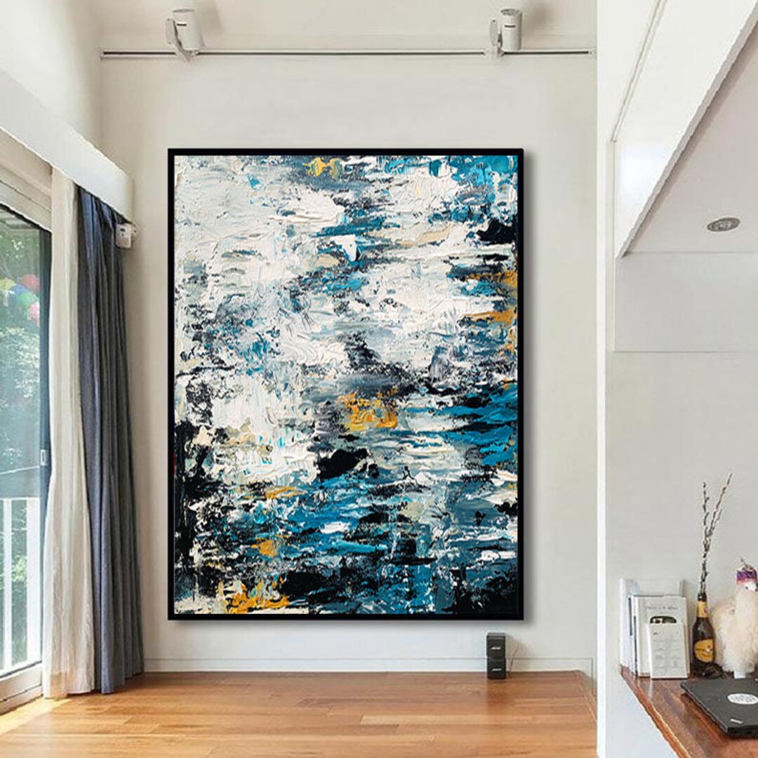 Large Abstract Paintinglarge Wall Artcanvas Wall Artwhite & Etsy