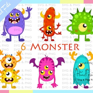 6 Monster PNG Sublimation Design,Monster Cliparts,Monster Png,Cute Monster,Little Monster,Halloween Monster,Hand Drawn,Digital Downlaod Art