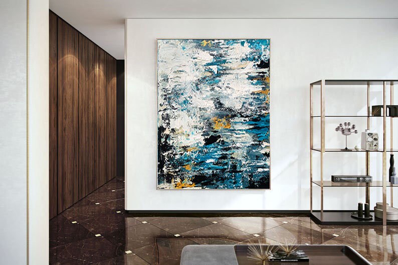 Large Abstract Paintinglarge Wall Artcanvas Wall Artwhite & Etsy