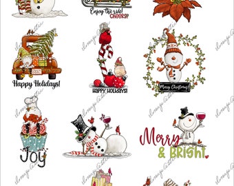 Gnomos navideños divertidos - Calcomanía para tobogán acuático - Transparente - Yetti Supply - LISTO PARA USAR - 28817 W