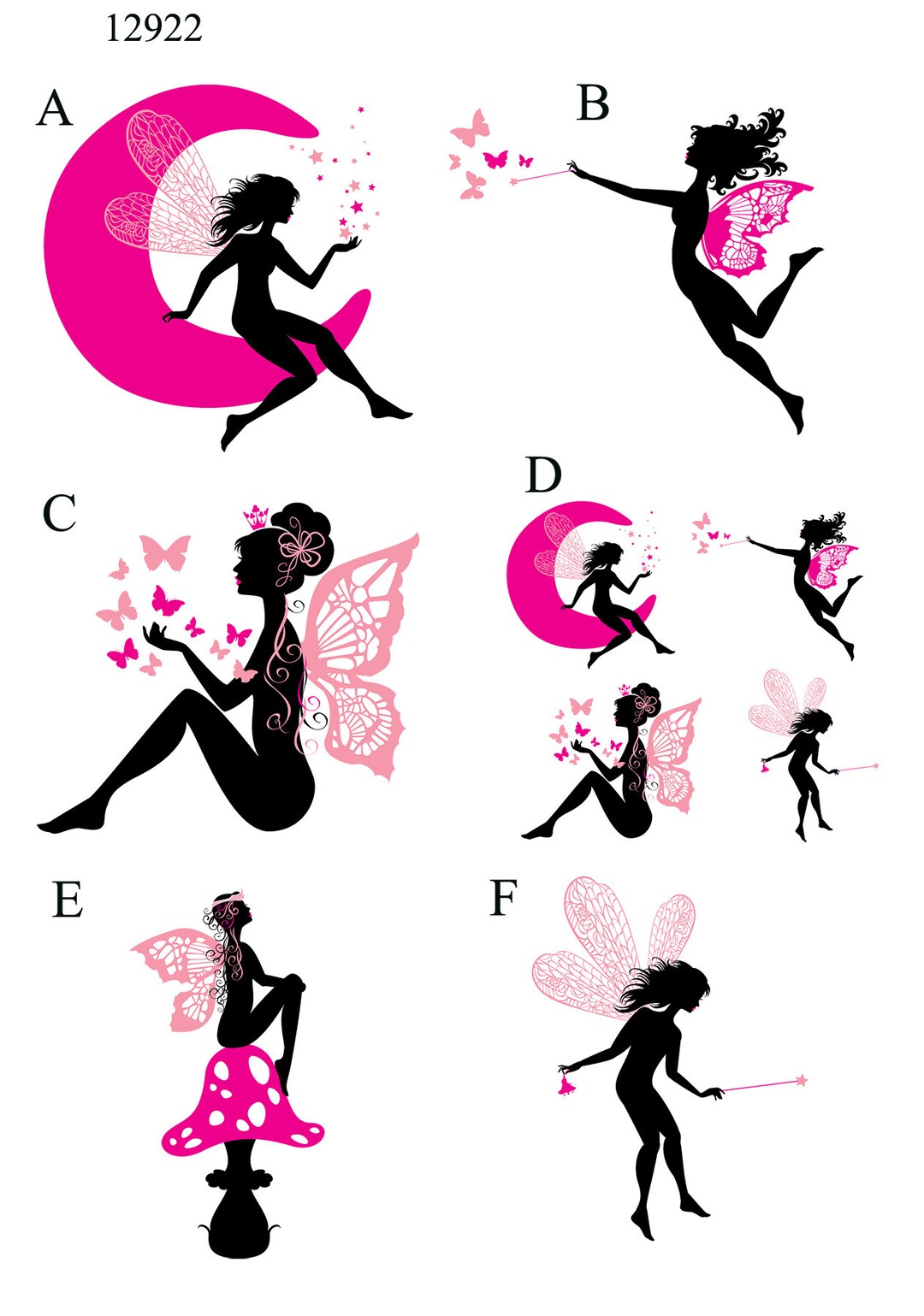 Pretty in Pink Fairy's - Waterslide Decal - Clear - READY TO USE ...
