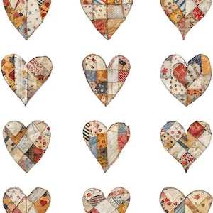 Patchwork Herats - wählen Sie Decoupage Transferfolie oder Wasserschiebefolie Aufkleber - 39871