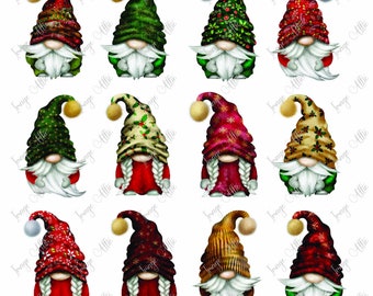 Christmas Gnomes -  Waterslide Decal - Clear - READY TO USE -  Yeti Supply -  55981
