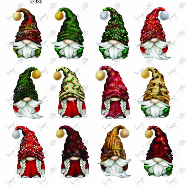 Christmas Gnomes -  Waterslide Decal - Clear - READY TO USE -  Yeti Supply -  55981
