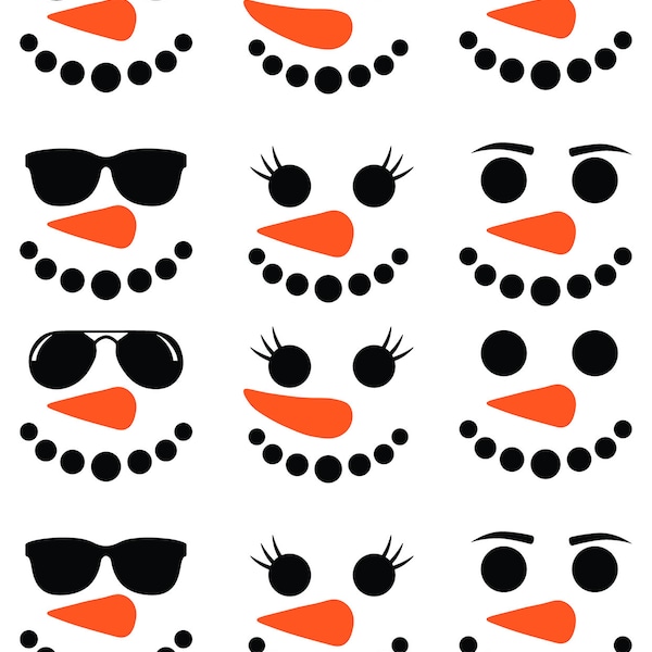 Snowman Faces - Christmas  - Waterslide Decal - Clear - Yeti Supply - READY TO USE - 45886