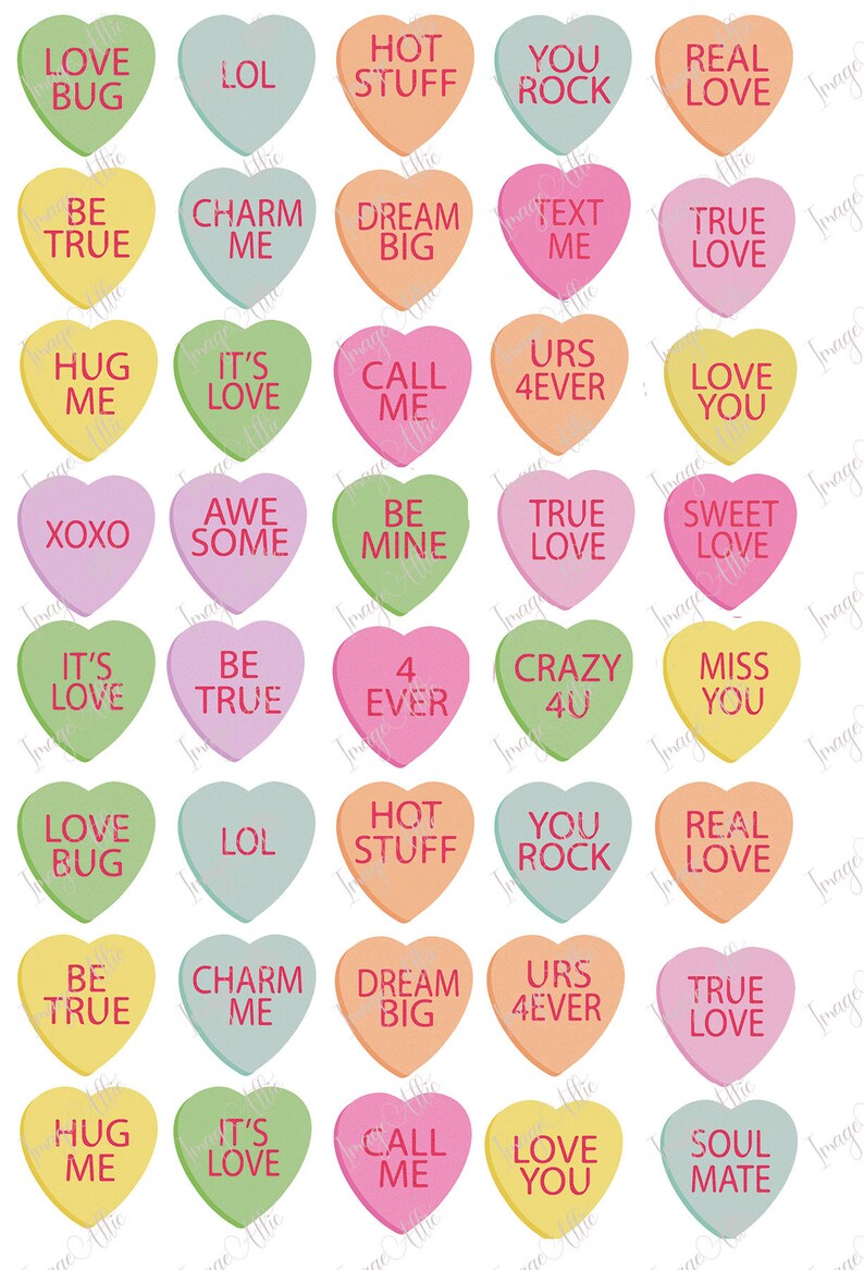 May include: A set of 24 heart-shaped candy conversation hearts with various messages, including "Love Bug", "LOL", "Hot Stuff", "You Rock", "Real Love", "Be True", "Charm Me", "Dream Big", "Text Me", "True Love", "Hug Me", "It's Love", "Call Me", "Urs 4ever", "Love You", "XOXO", "Awe Some", "Be Mine", "True Love", "Sweet Love", "It's Love", "Be True", "4 Ever", "Crazy 4U", "Miss You", "Love Bug", "LOL", "Hot Stuff", "You Rock", "Real Love", "Be True", "Charm Me", "Dream Big", "Urs 4ever", "True Love", "Hug Me", "It's Love", "Call Me", "Love You", "Soul Mate".