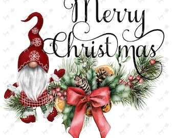 Merry Christmas Gnomes -  Waterslide Decal - Clear - READY TO USE-  Yeti Decal -  99577 W