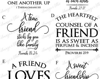 Friendship Bible  Versus - Waterslide Decal - Clear - READY TO USE - Laser Printed - Tumbler Supply - Yeti Decal -  60014 W