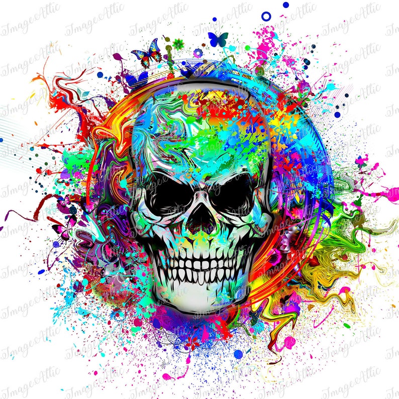 Halloween Colorful Skull Waterslide Decal Clear READY TO USE Yetti Supply 12668 W Etsy