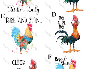 Crazy Chickens - Rooster - Hens -  Waterslide Decal - Clear - READY TO USE - Laser Printed - Tumbler Supply - Yeti Decal -  12100 W