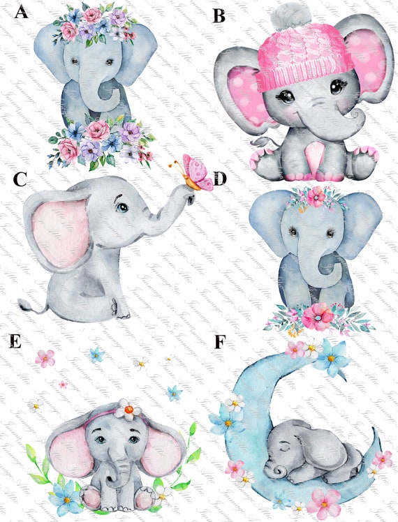 Too Cute Baby Elephants Waterslide Decal Clear READY TO Etsy