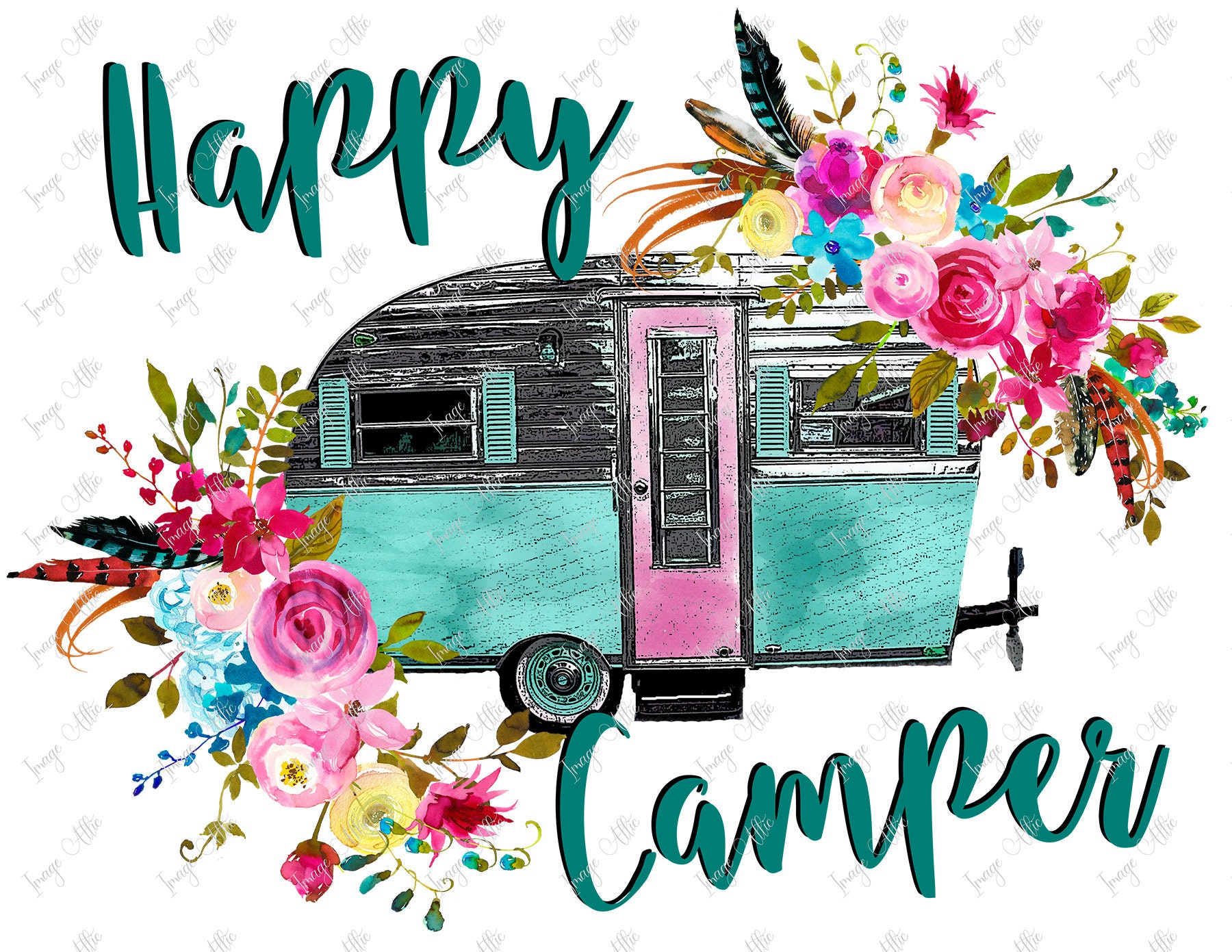 Happy Camper Camping Travel Mountains Waterslide Decal - Etsy UK