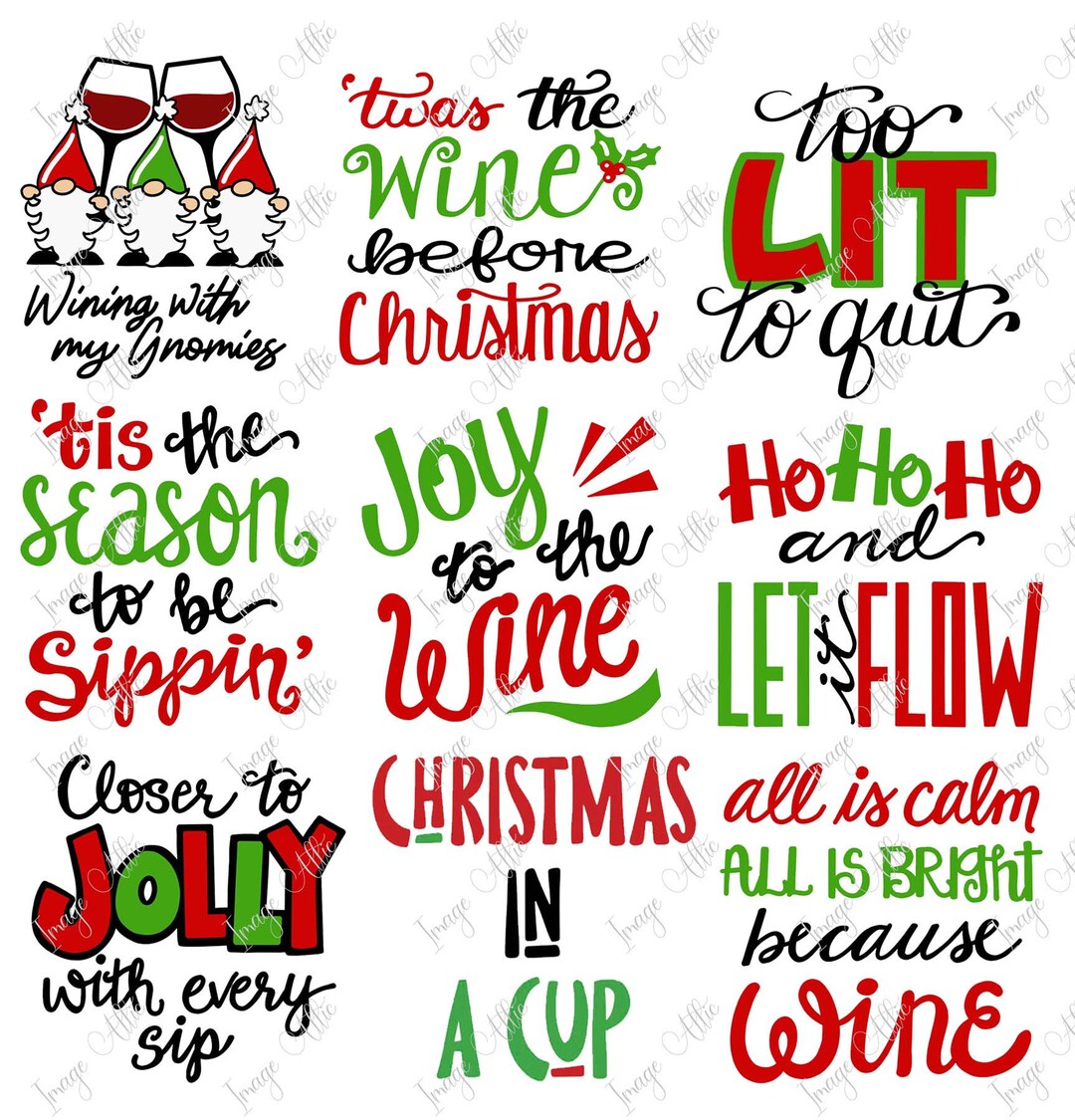 Christmas Wine Glass Sayings Waterslide Decal Clear READY TO USE Yetti