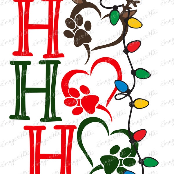 Ho Ho Ho - Paw - Dog - Christmas  - Waterslide Decal - Clear - READY TO USE-  Yeti Decal -  99182 W