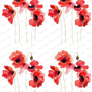 Tales of the Poppies- Poppy Flower - 2 Sizes - Waterslide Decal - Clear - READY TO USE - 41511 W