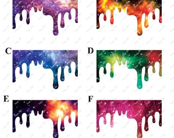 Glänzende Galaxy Tropf - 8 Tropf Größen zur Auswahl - Wasserrutsche Aufkleber - klar - bereit zu verwenden - Laser gedruckt - Tumbler Versorgung - 55170 W