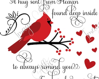 Un abrazo desde el cielo - Cardinal Memorial - Calcomanía de tobogán acuático - Claro - LISTO PARA USAR - Calcomanía Yeti - 89112