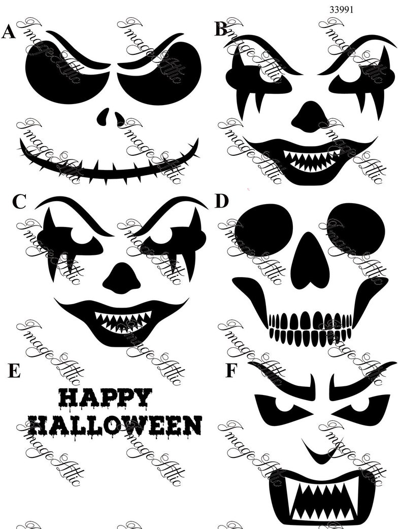 Halloween Faces Waterslide Decal Clear READY TO USE Etsy