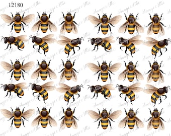 Yellow Honey Bubble Bees - Waterslide Decal - Clear - READY TO USE - 12180 W