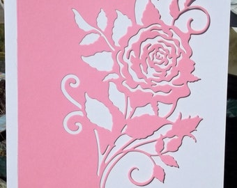 Rose Card Just a Note Rose Pink Note Card Pink Rose Note Card Just a Note Pink Rose Card Note Pink Rose Card Handmade Cards Handmade Card