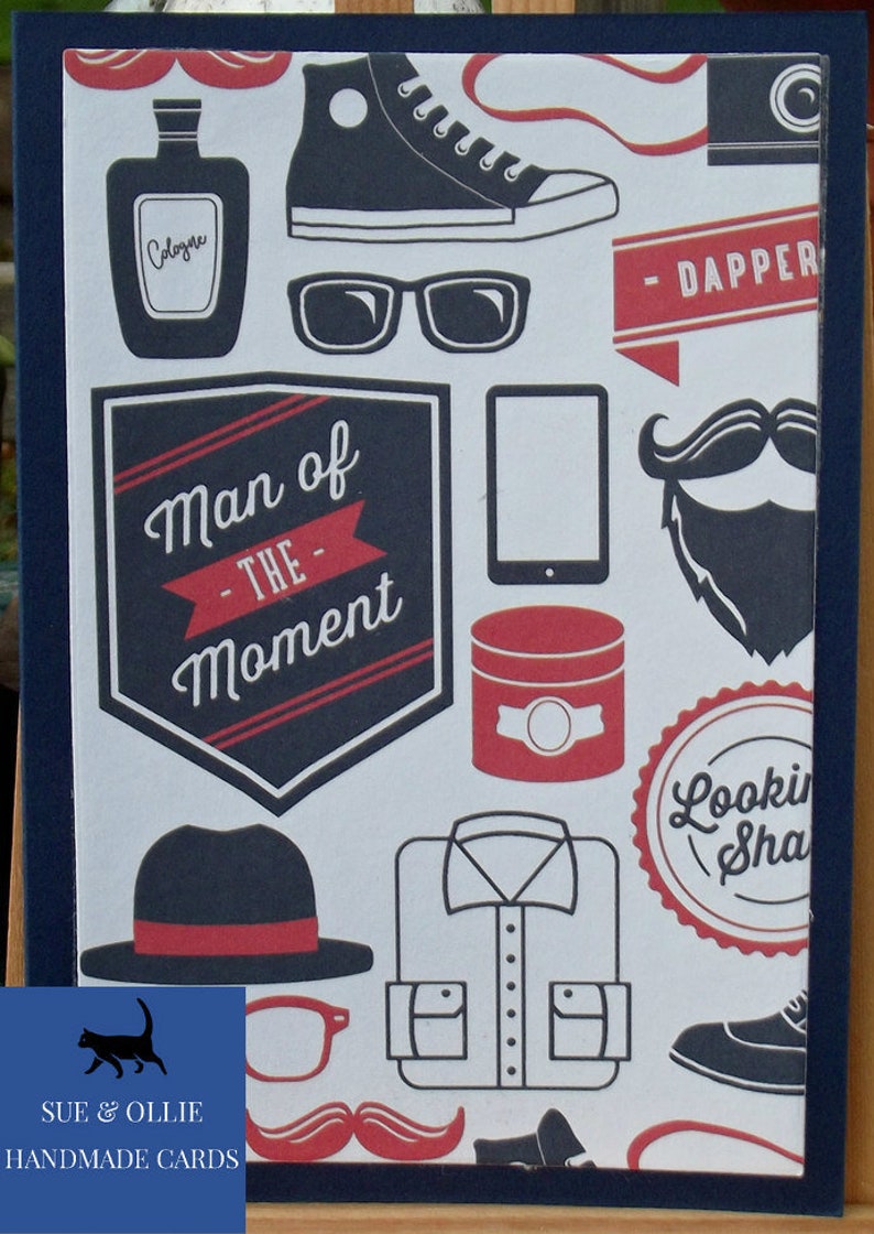 Birthday Card-Navy Birthday Card-Male Birthday Card-Dapper Birthday Card-Birthday-Homemade Cards-Handmade Cards-Homemade Card-Handmade Card