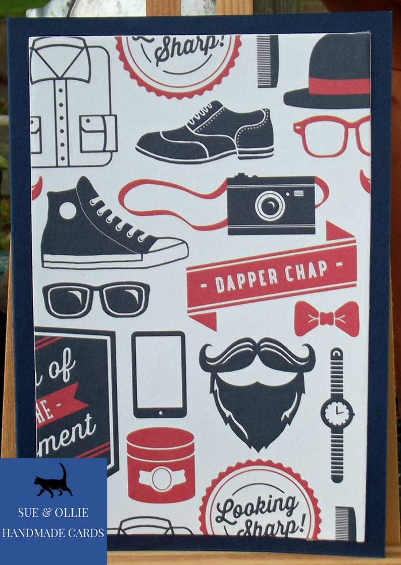Birthday Card-Navy Birthday Card-Male Birthday Card-Dapper Birthday Card-Birthday-Homemade Cards-Handmade Cards-Homemade Card-Handmade Card