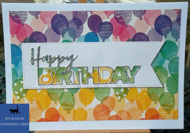 White Birthday Card Balloons Rainbow Happy Birthday Card Balloons Birthday Card Handmade Cards Handmade Card Homemade Cards Homemade Card A5