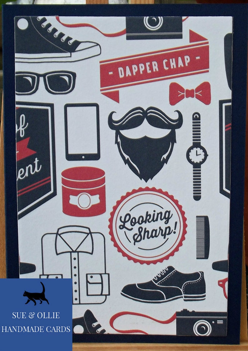 Birthday Card-Navy Birthday Card-Male Birthday Card-Dapper Birthday Card-Birthday-Homemade Cards-Handmade Cards-Homemade Card-Handmade Card