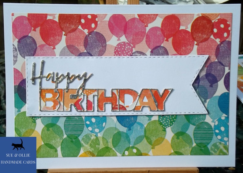 White Birthday Card Balloons Rainbow Happy Birthday Card Balloons Birthday Card Handmade Cards Handmade Card Homemade Cards Homemade Card A5