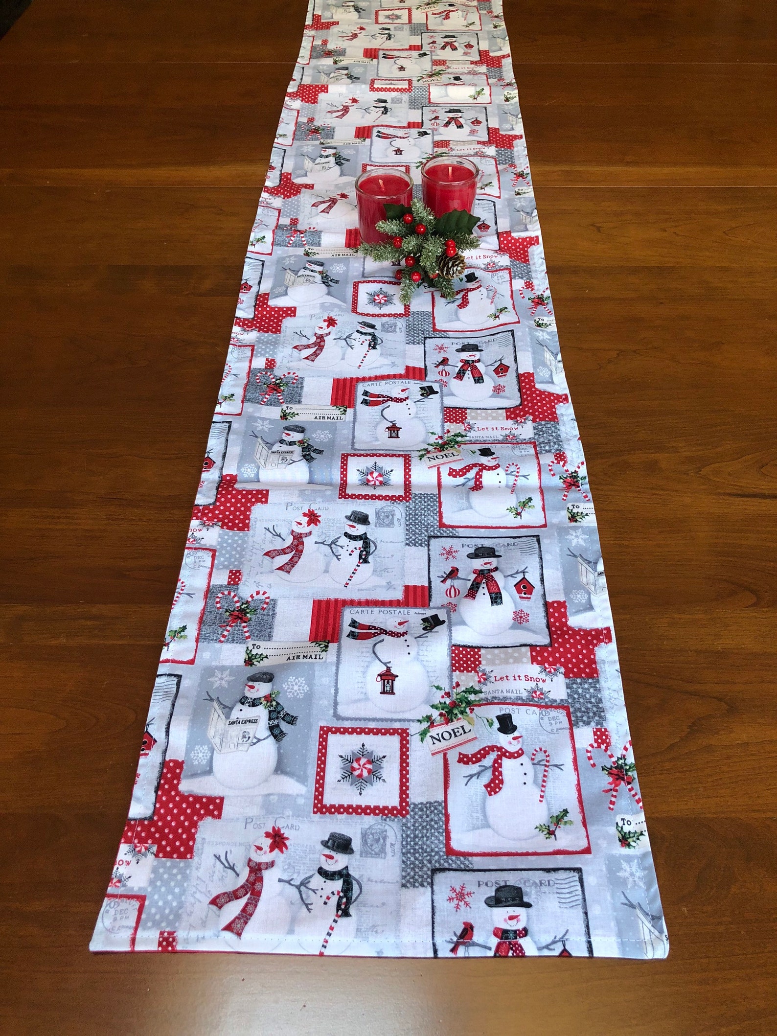 Snowman Table Runner Christmas Table Runner Winter Decor Etsy