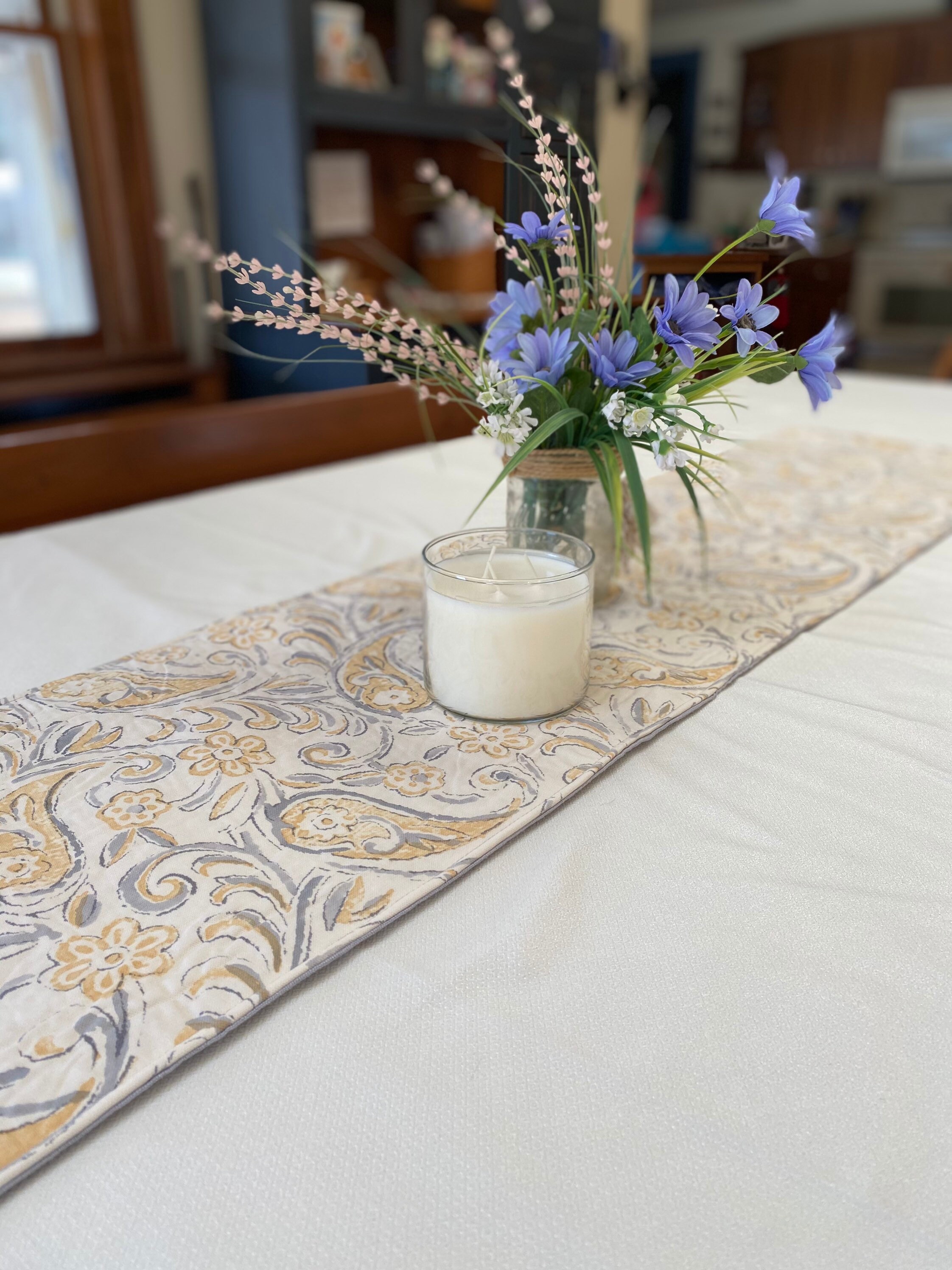Gray Paisley Table Runner Easter Table Runner Paisley Etsy