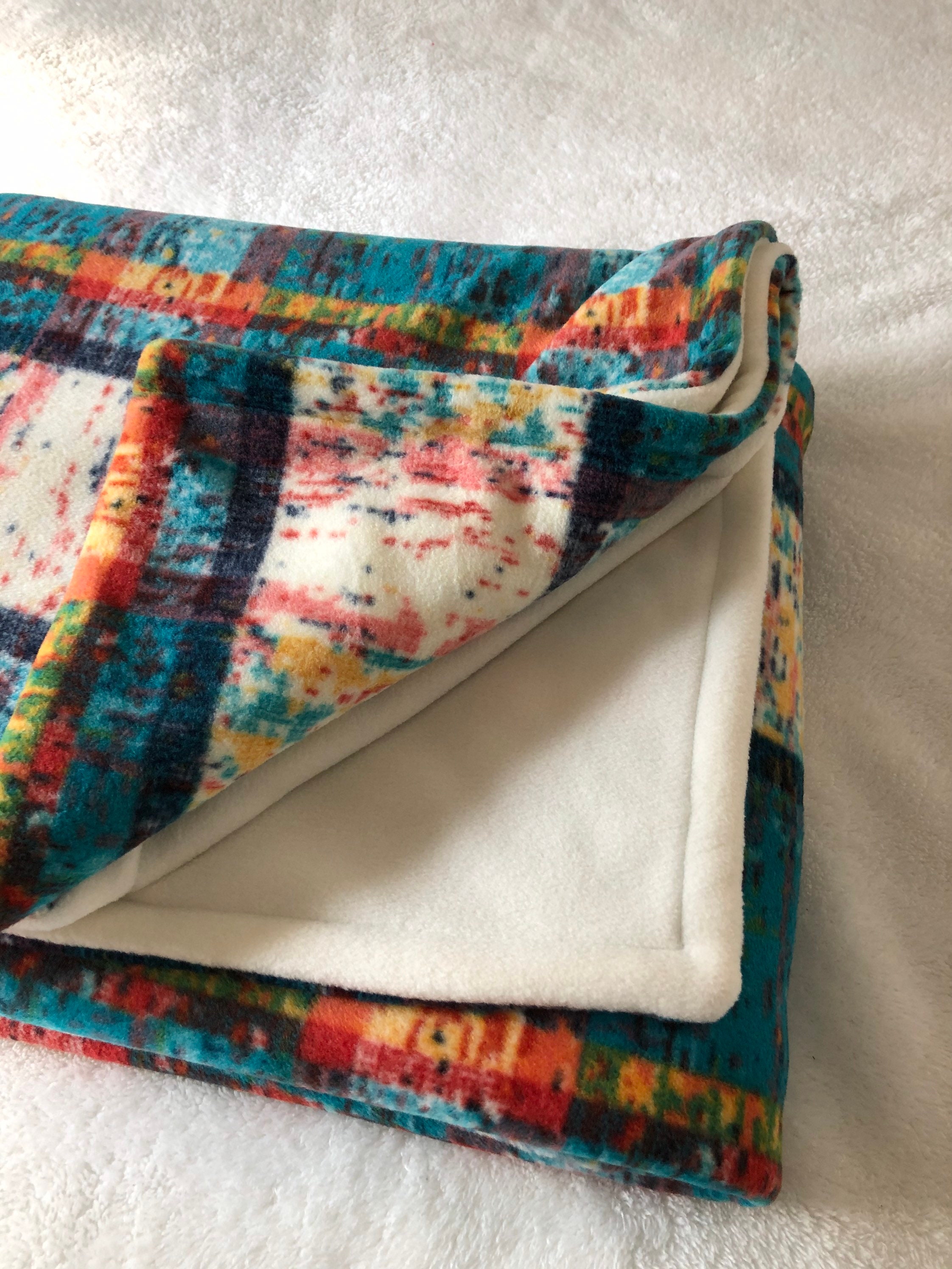 Turquoise Plaid Luxe Double Sided Fleece Throw Abstract Etsy