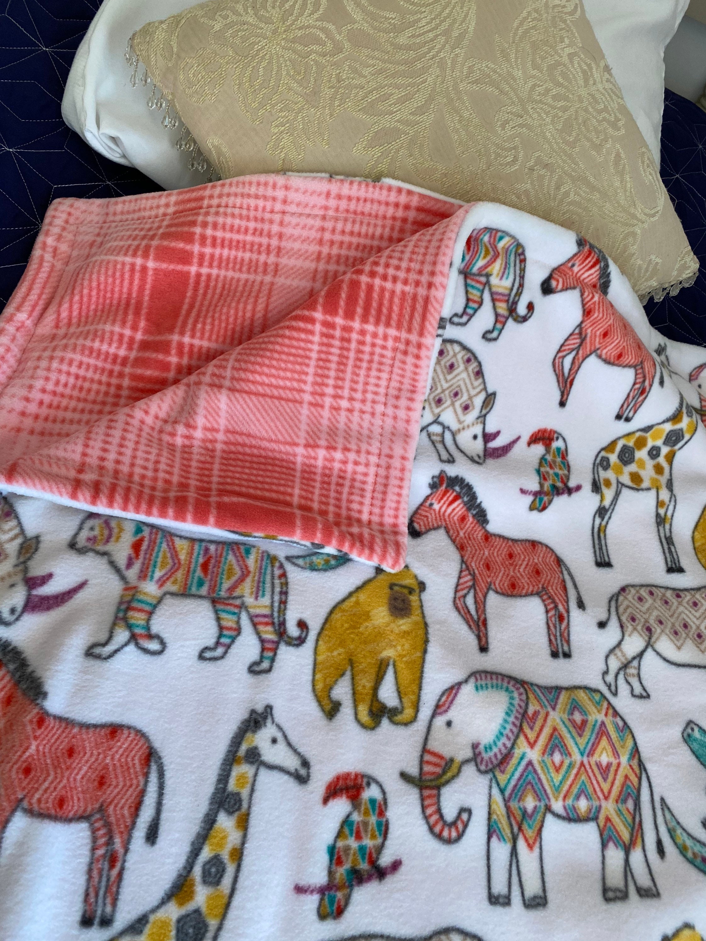 Kids Luxe Fleece Blanket Girls Jungle Animals Blanket Etsy