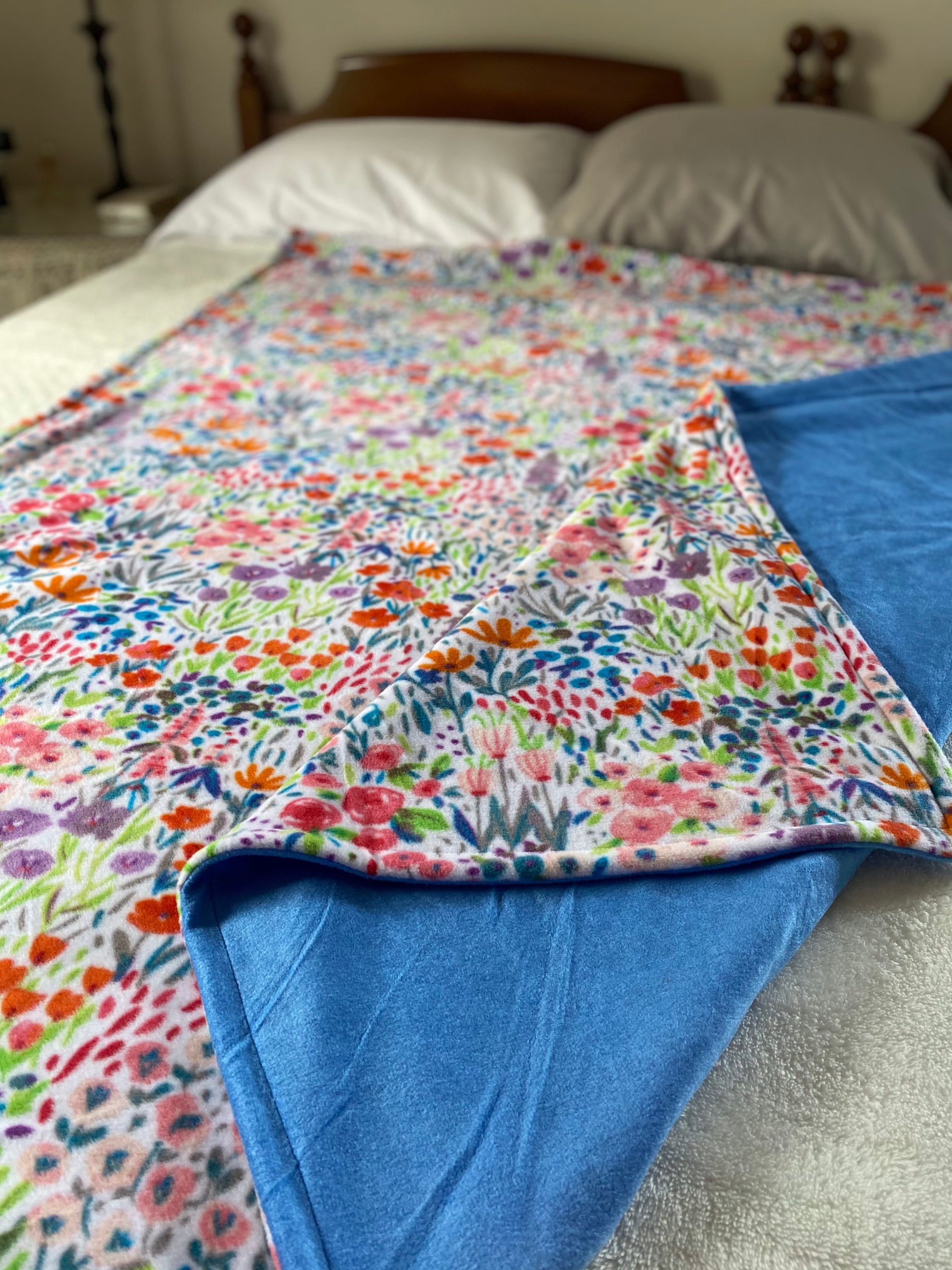 AntiPill Floral Fleece Throw Spring Summer Throw Blue Etsy