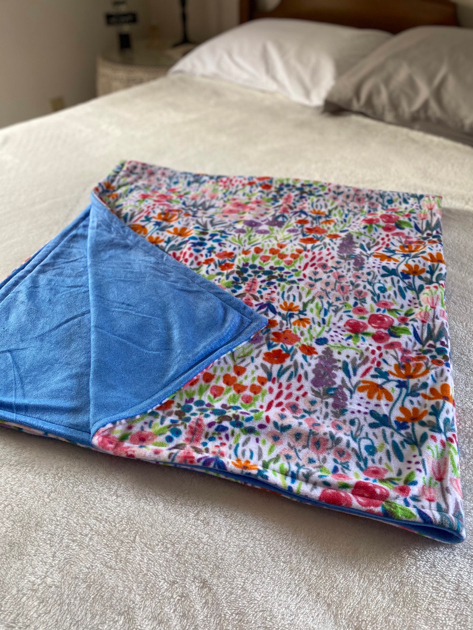 AntiPill Floral Fleece Throw Spring Summer Throw Blue Etsy