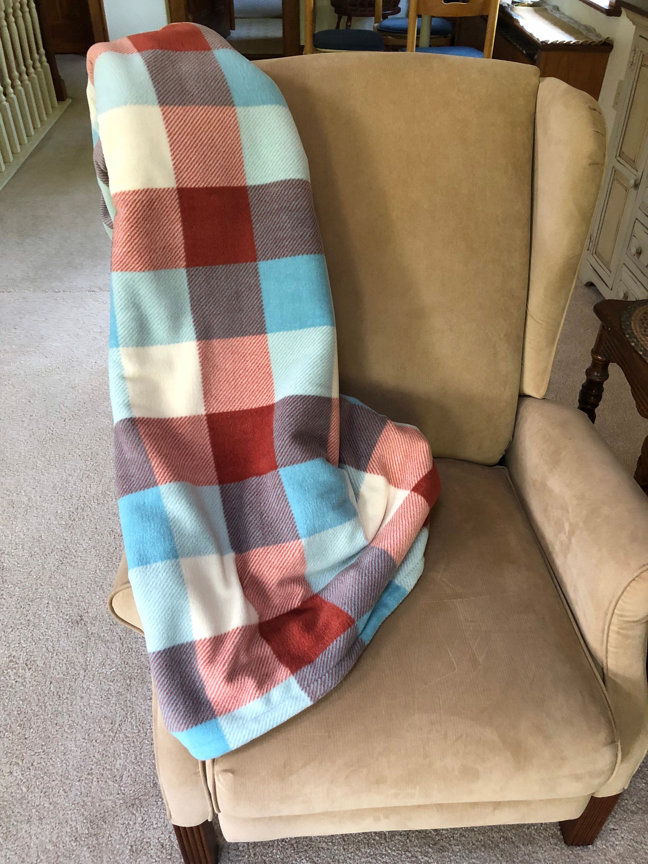 Rust and Blue Throw Blanket Etsy