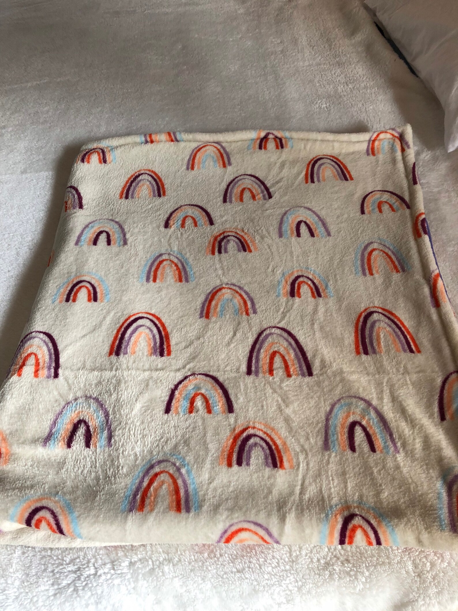 Muted Boho Rainbow Double Sided Fleece Girls Coral Blanket Etsy