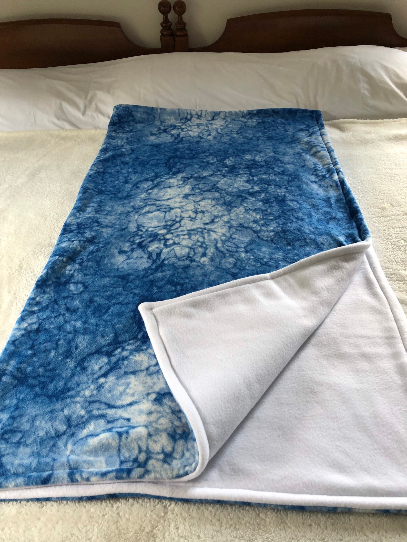 Ocean Blue Teal Water Fleece Throw Tie Dye Blanket Etsy