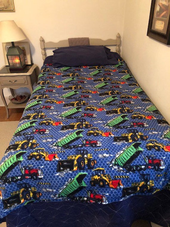 couverture de lit en polaire marine pour camions garçons | berceau tout-petits, construction jumeaux, couverture chaude |