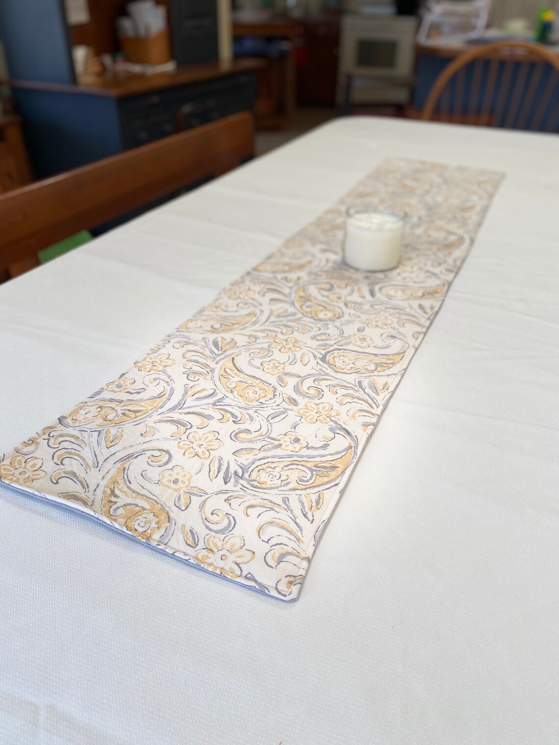 Gray Paisley Table Runner Easter Table Runner Paisley Etsy