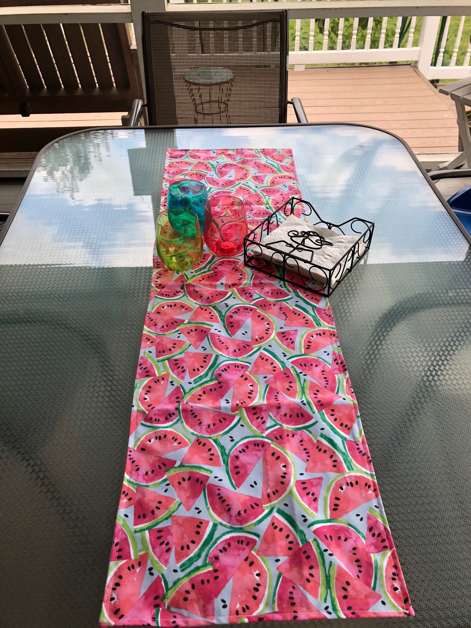 Watermelon Picnic Table Runner Summer Indoor Outdoor Melon Etsy