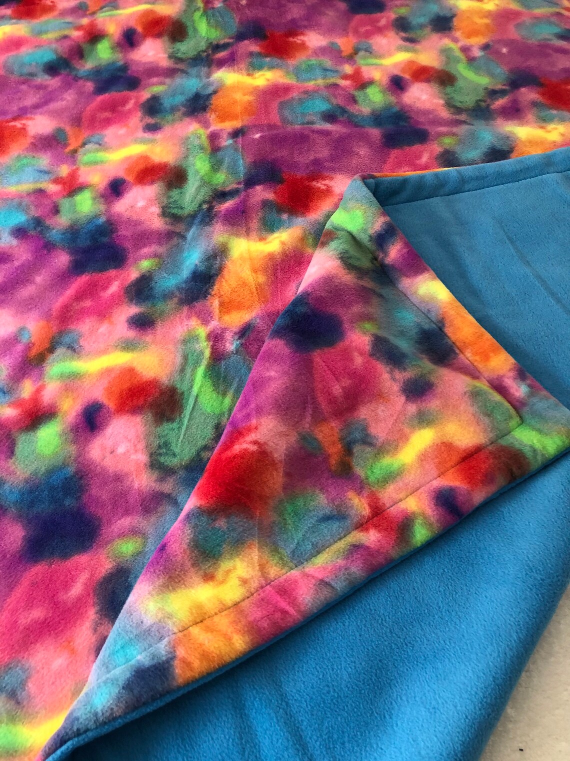 Tie Dye Rainbow Swirl Fleece Blanket Watercolor Rainbow Etsy