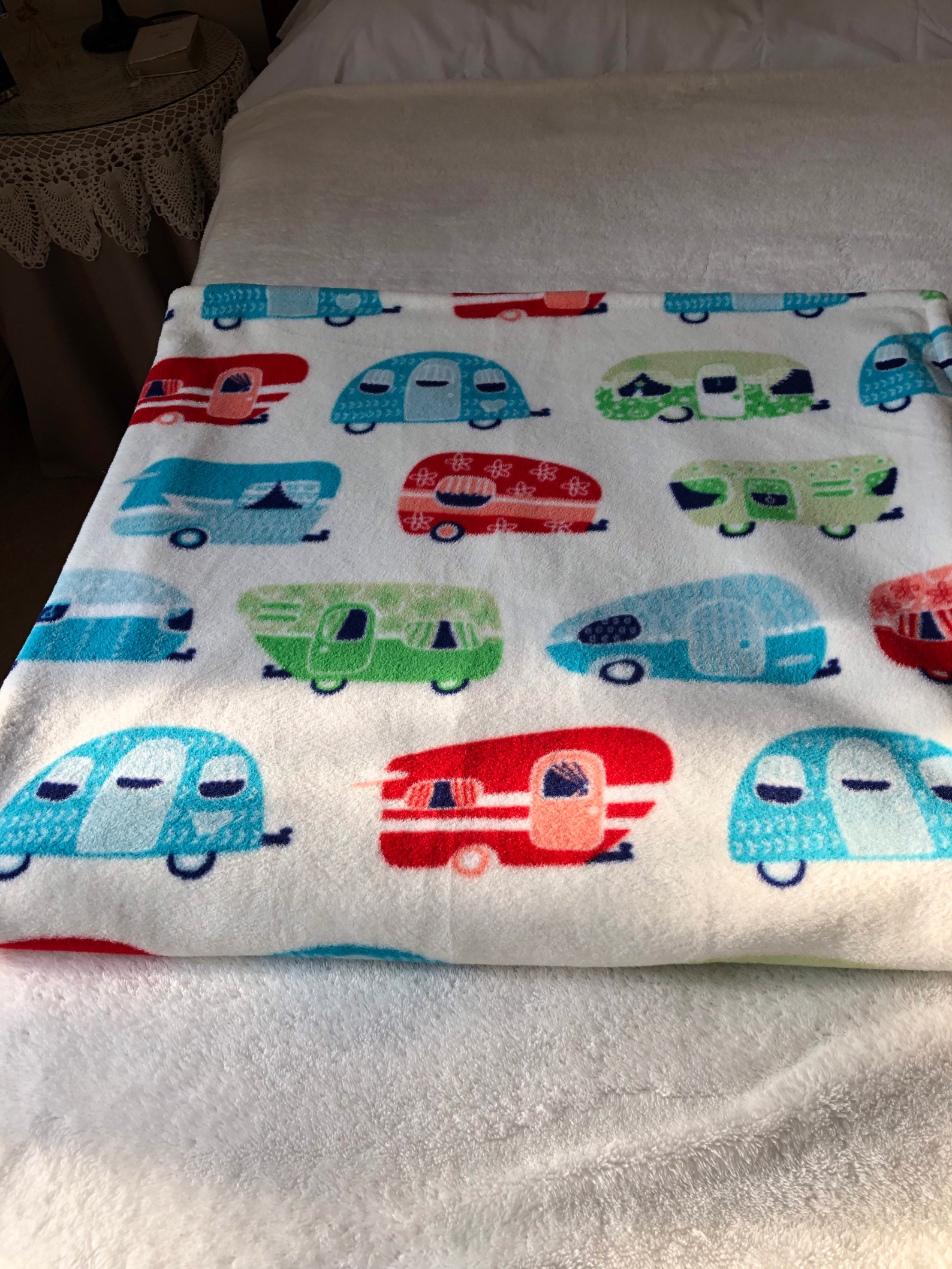 Retro Hippie Camper Fleece Blanket Classic RV Campers Double Etsy